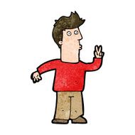 Cartoon Man Giving Peace Sign N49
