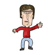 cartoon angry man waving warning N9