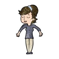 cartoon friendly woman shrugging shoulders N9