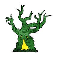 cartoon spooky old tree N16