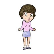 cartoon woman shrugging shoulders N423