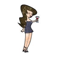 cartoon woman at party N17