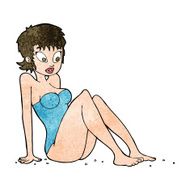 cartoon woman in swimsuit N8