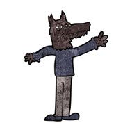 cartoon waving wolf N15