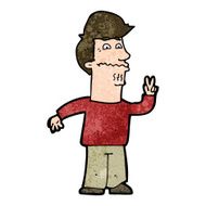 Cartoon Man Giving Peace Sign N50