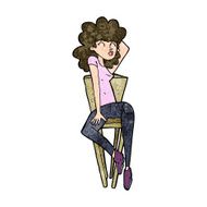 cartoon woman posing on chair N21