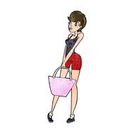 cartoon attractive woman shopping N9