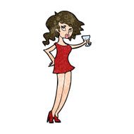 cartoon woman at party N18