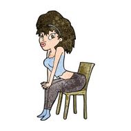 cartoon woman posing on chair N22