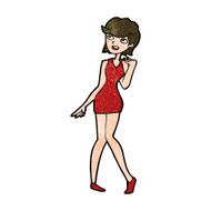 cartoon woman in cocktail dress N18
