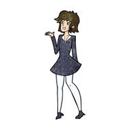 cartoon pretty woman in dress N42