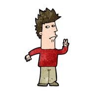 Cartoon Man Giving Peace Sign N51
