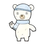 cartoon waving polar bear N32