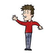 cartoon happy boy waving N18