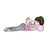 cartoon pretty woman reading book N7
