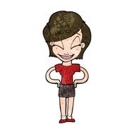 cartoon woman with hands on hips N194