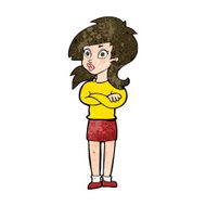 cartoon woman with folded arms N26