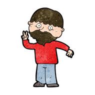 Cartoon Man Giving Peace Sign N52