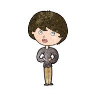 cartoon woman making Who Me? gesture N42