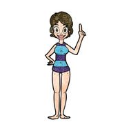 cartoon woman in striped swimsuit N9