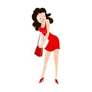 cartoon woman looking in handbag N9