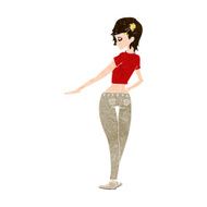 cartoon pretty girl in jeans and tee N10