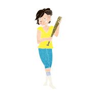 cartoon pretty punk girl with baseball bat N10