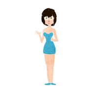cartoon confused woman in cocktail dress N10