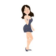 cartoon pretty woman in cocktail dress N10