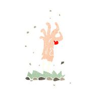 cartoon zombie hand rising from ground N9