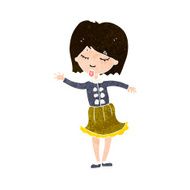 cartoon waving woman N119