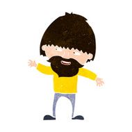 cartoon happy bearded man waving N9