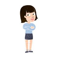 cartoon happy woman looking over N9