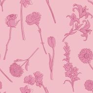 Vector Seamless Pattern of Flowers N4