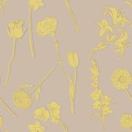 Vector Seamless Pattern of Flowers N5