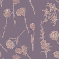 Vector Seamless Pattern of Flowers N7