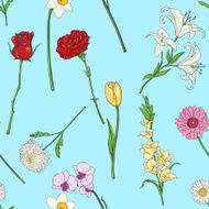 Vector Seamless Pattern of Flowers N9