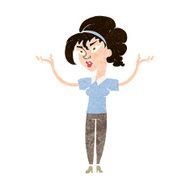 cartoon woman raising hands in air N16