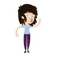 cartoon pretty woman waving N80