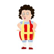 cartoon woman in kitchen apron N9
