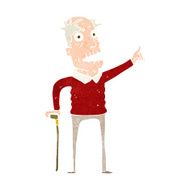 cartoon old man with walking stick N9