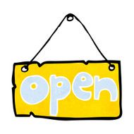 cartoon open shop sign N9