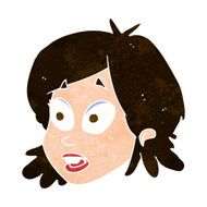 cartoon female face with surprised expression N14
