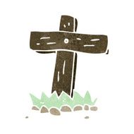 cartoon wooden cross grave N25