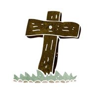 cartoon wooden cross grave N26