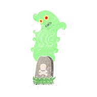 cartoon ghost rising from grave N33