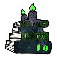 cartoon spooky old books N9