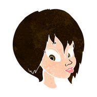 cartoon pretty female face pouting N10