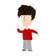 Cartoon Man Giving Peace Sign N53