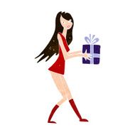 cartoon fashion girl with present N10